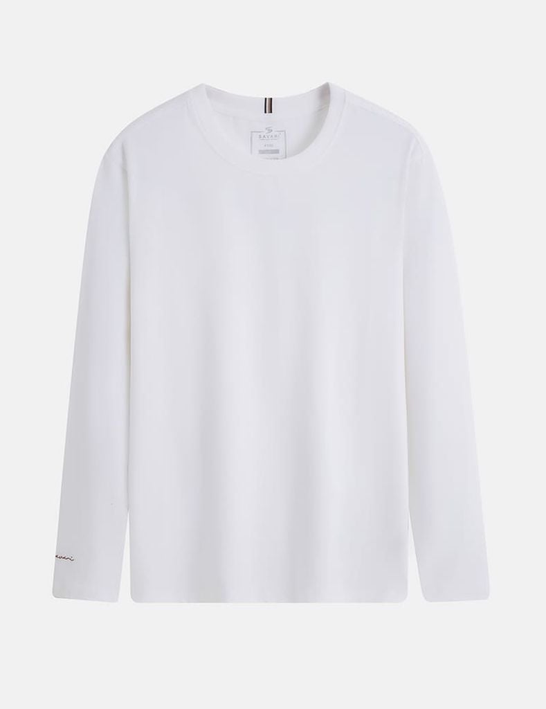 Áo thun dài tay cổ tròn nam thêu logo