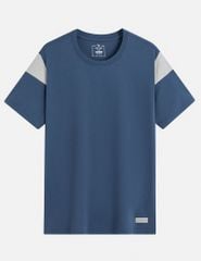 Áo t-shirt ngắn tay cổ tròn nam vai can vải phối