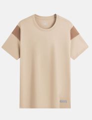 Áo t-shirt ngắn tay cổ tròn nam vai can vải phối