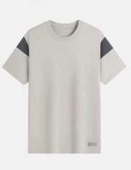Áo t-shirt ngắn tay cổ tròn nam vai can vải phối