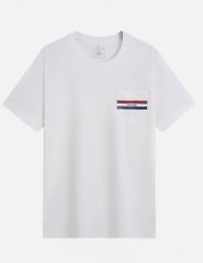 Áo thun ngắn tay cổ tròn nam in cao su túi ngực