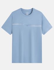 Áo t-shirt nam cổ bo vải rib in cao su giữa ngực