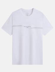 Áo t-shirt nam cổ bo vải rib in cao su giữa ngực