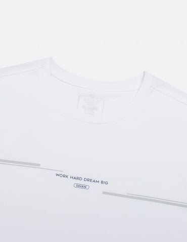 Áo t-shirt nam cổ bo vải rib in cao su giữa ngực