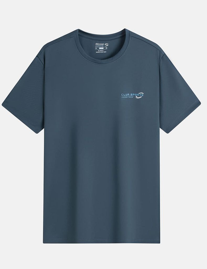 Áo T-shirt ngắn tay nam cổ tròn in nhỏ ngực áo