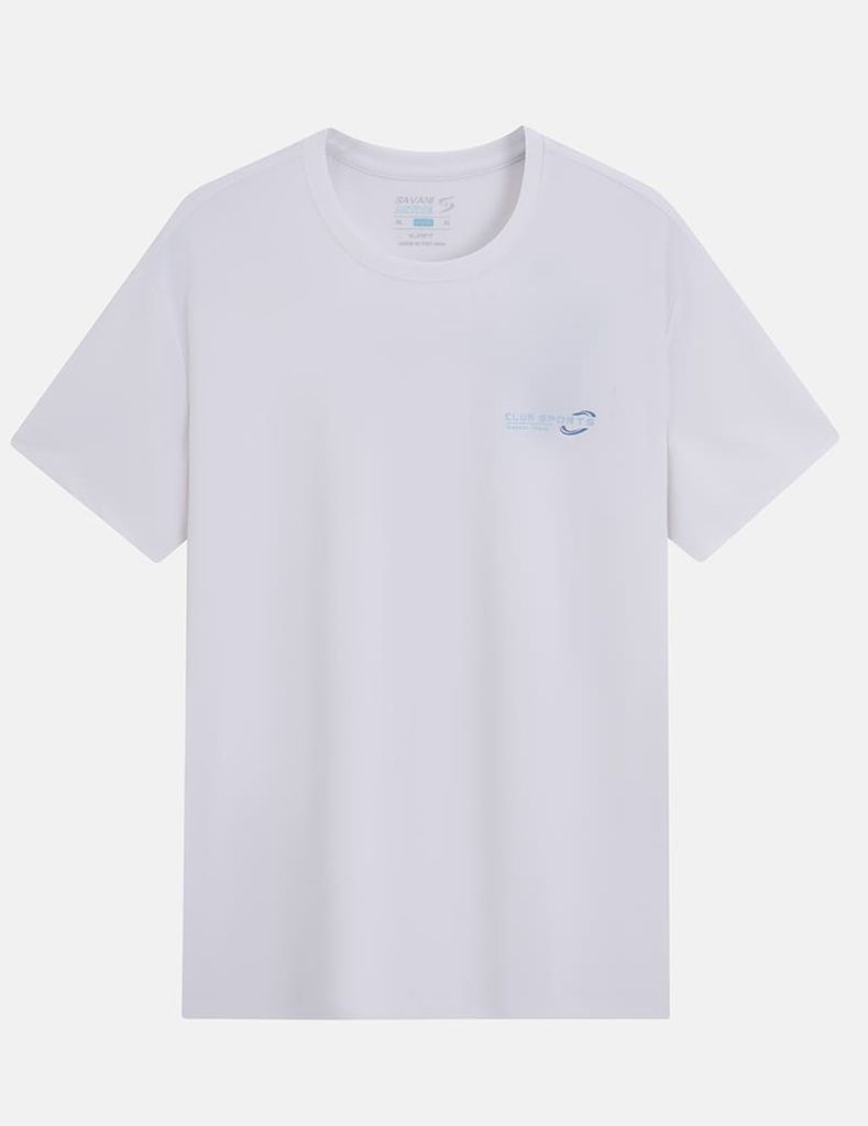 Áo T-shirt ngắn tay nam cổ tròn in nhỏ ngực áo
