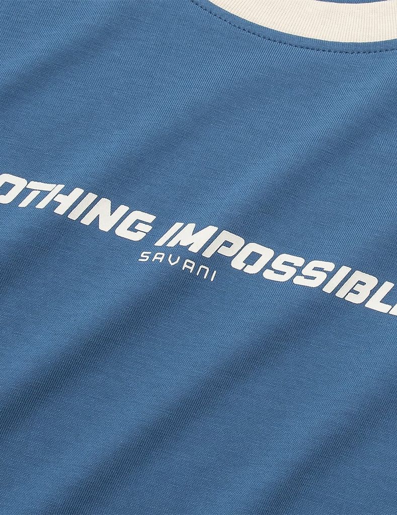 Áo T-shirt nam cổ tròn hình in thân trước dáng suông rộng