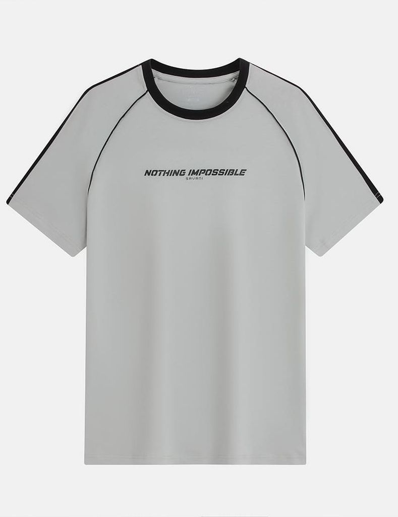 Áo T-shirt nam cổ tròn hình in thân trước dáng suông rộng