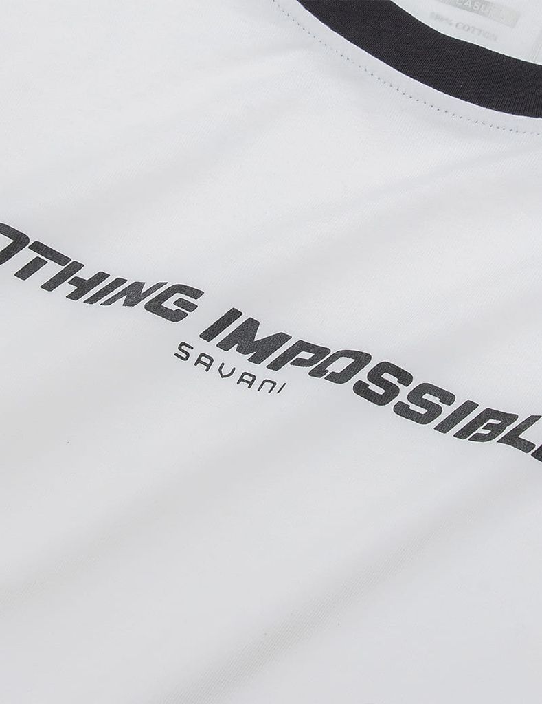 Áo T-shirt nam cổ tròn hình in thân trước dáng suông rộng