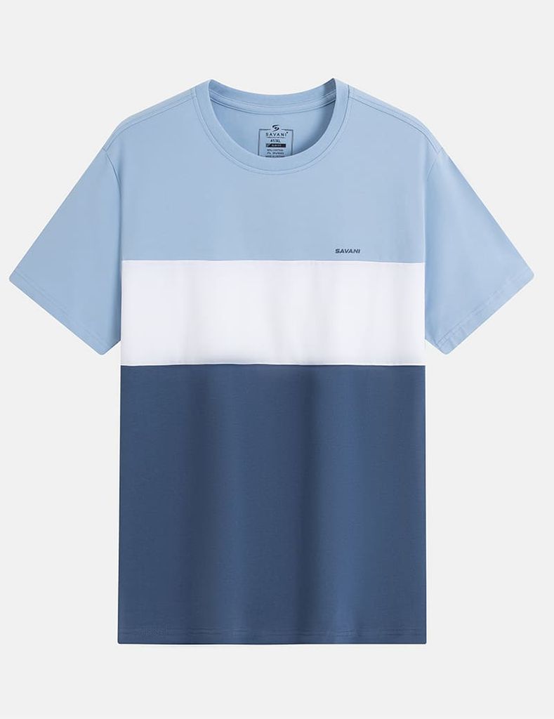 Áo t-shirt ngắn tay cổ tròn nam phối ba màu