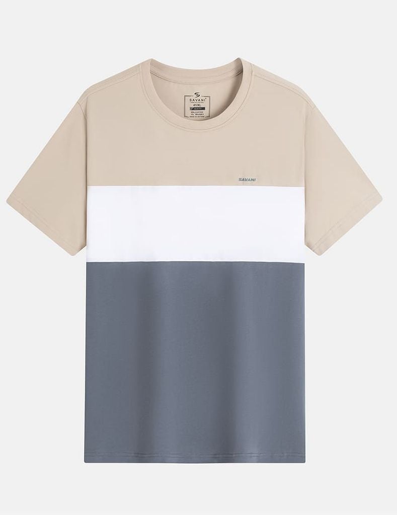 Áo t-shirt ngắn tay cổ tròn nam phối ba màu