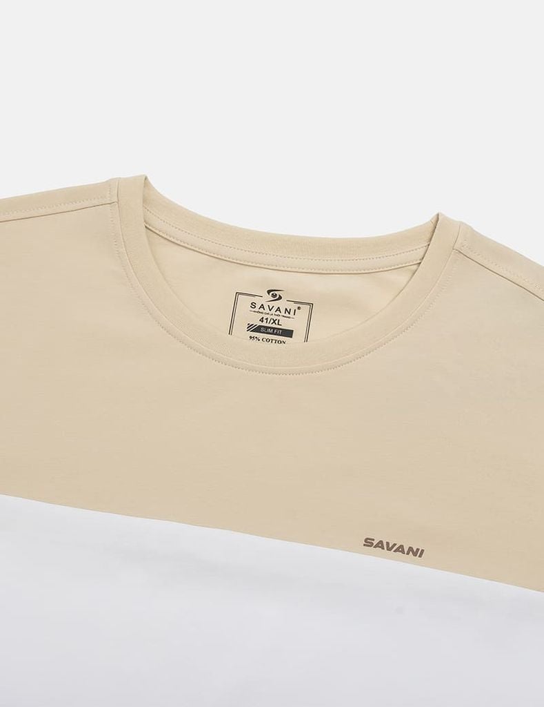 Áo t-shirt ngắn tay cổ tròn nam phối ba màu