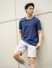 Áo thun ngắn tay nam cổ tròn tay phối bo line