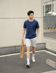 Áo thun ngắn tay nam cổ tròn tay phối bo line