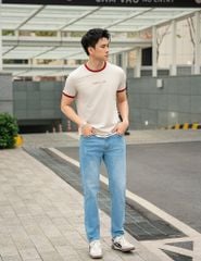 Áo thun nam ngắn tay cổ tròn in trước ngực