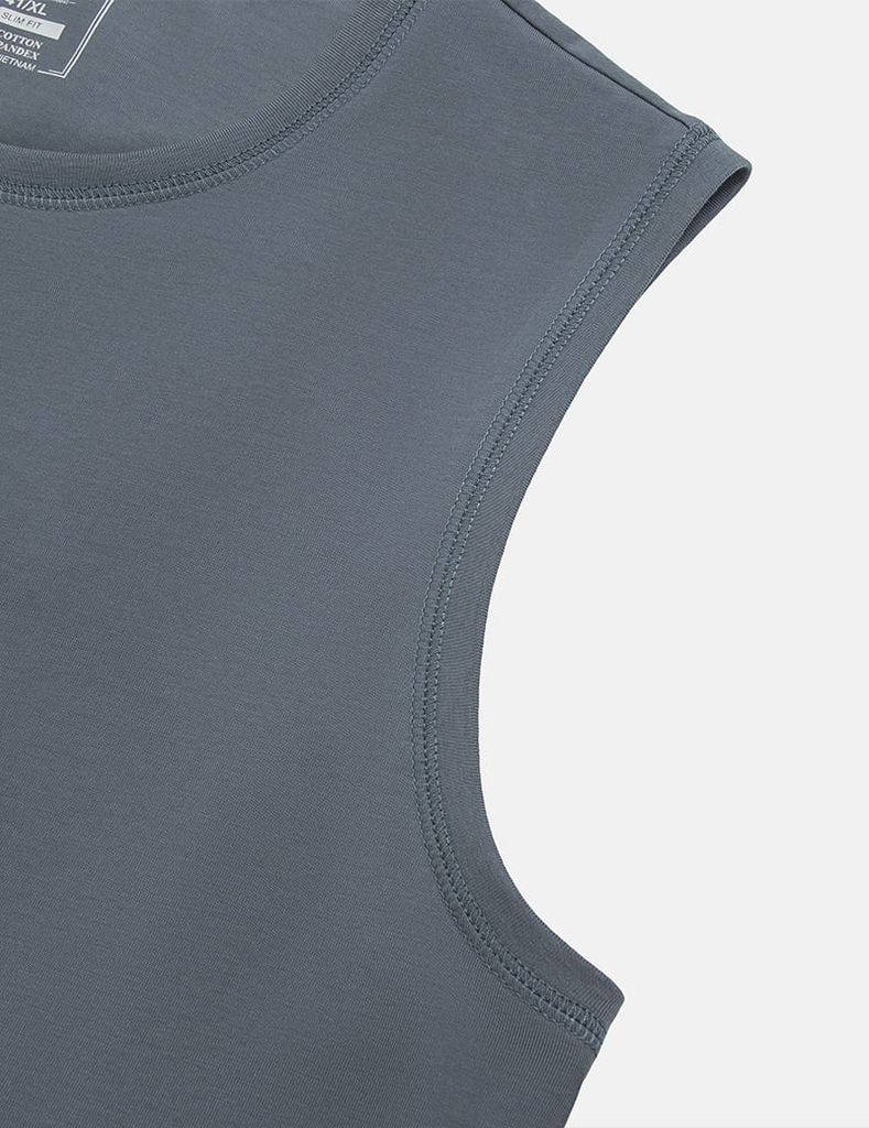 Áo sát nách nam cổ bo vải rib in cao su trước ngực