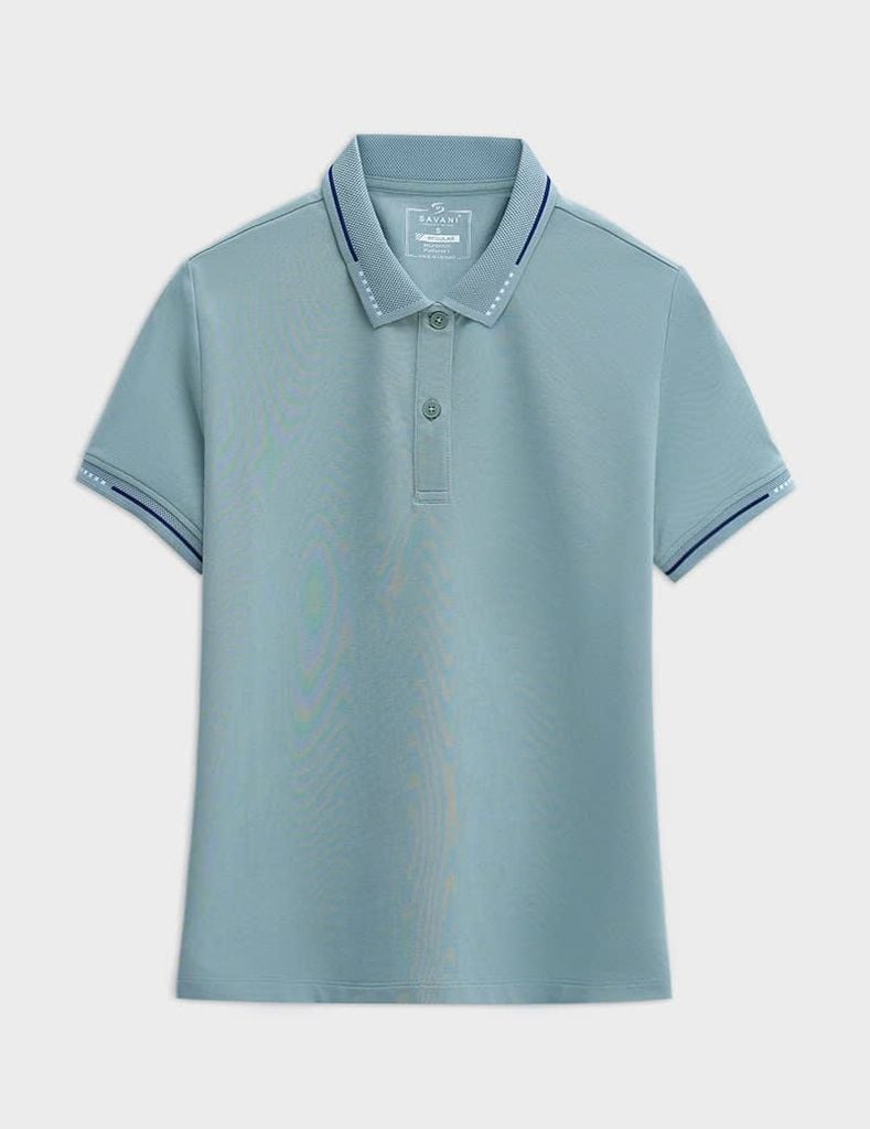 Áo polo nữ mắt chim cổ dệt jacquard thêu tay