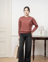 Áo nỉ cổ tròn nữ hình in trước ngực dáng suông rộng
