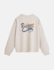 Áo nỉ cổ tròn nữ hình in trước ngực dáng suông rộng