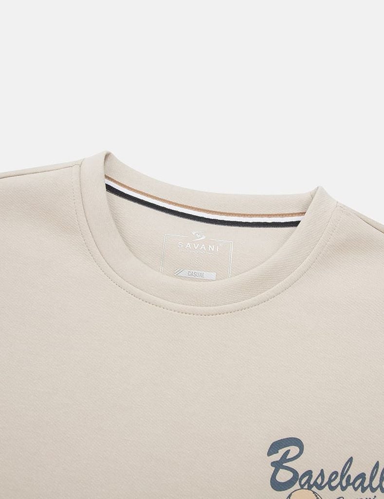 Áo nỉ cổ tròn nữ hình in trước ngực dáng suông rộng