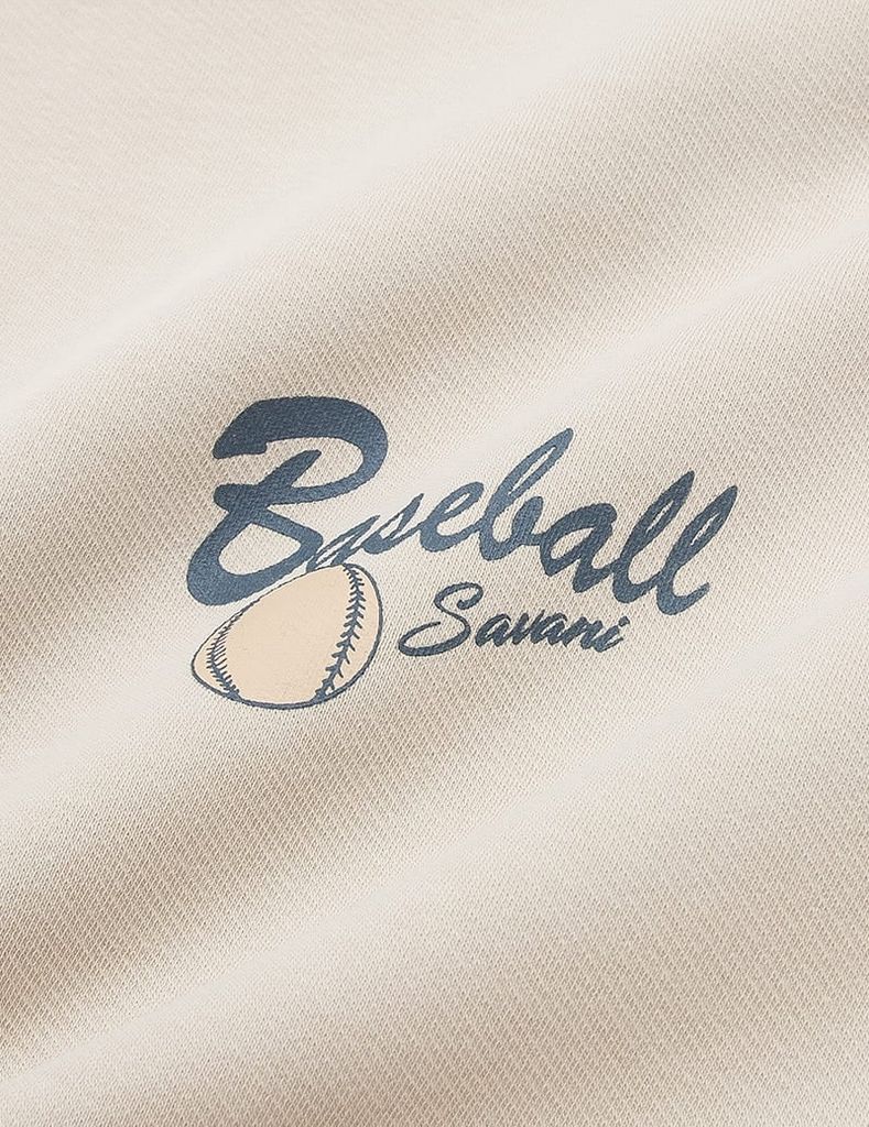 Áo nỉ cổ tròn nữ hình in trước ngực dáng suông rộng