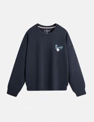 Áo nỉ cổ tròn nữ hình in trước ngực dáng suông rộng