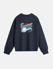 Áo nỉ cổ tròn nữ hình in trước ngực dáng suông rộng