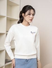 Áo nỉ cổ tròn nữ hình in trước ngực dáng suông rộng