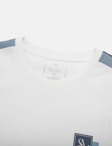 Áo nỉ cổ tròn nữ phối dọc 2 bên tay in logo trước ngực