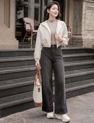 Áo gió nữ có mũ hình in trước ngực