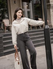 Áo gió nữ có mũ hình in trước ngực