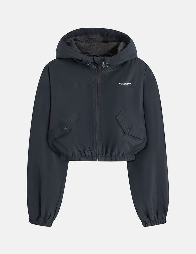 Áo gió nữ có mũ hình in trước ngực