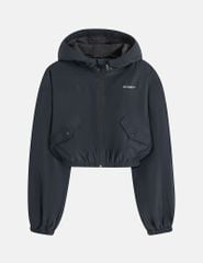 Áo gió nữ có mũ hình in trước ngực