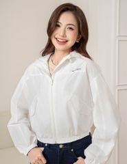 Áo gió nữ có mũ hình in trước ngực