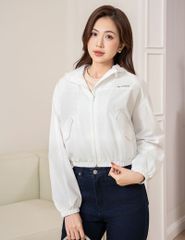 Áo gió nữ có mũ hình in trước ngực