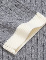 Áo len cổ bẻ nữ cộc tay cổ khác màu