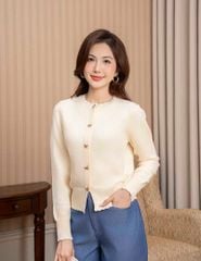 Quần jean nữ ống rộng cạp may đỉa chéo