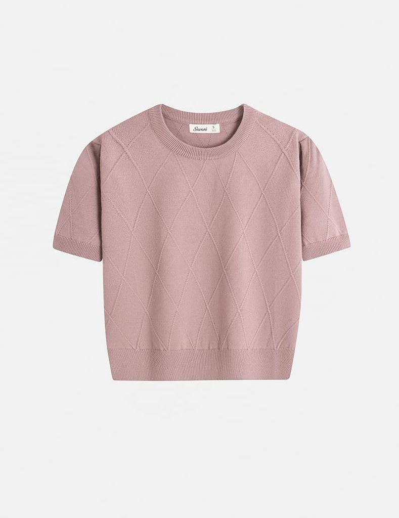 Áo len cổ tròn nữ cộc tay