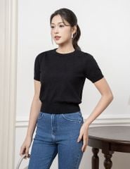 Áo len cổ tròn nữ cộc tay