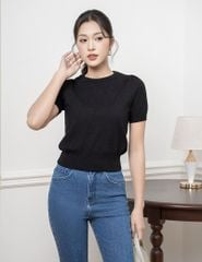 Áo len cổ tròn nữ cộc tay
