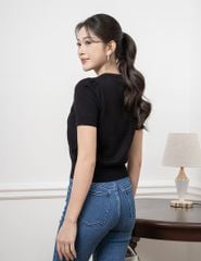 Áo len cổ tròn nữ cộc tay