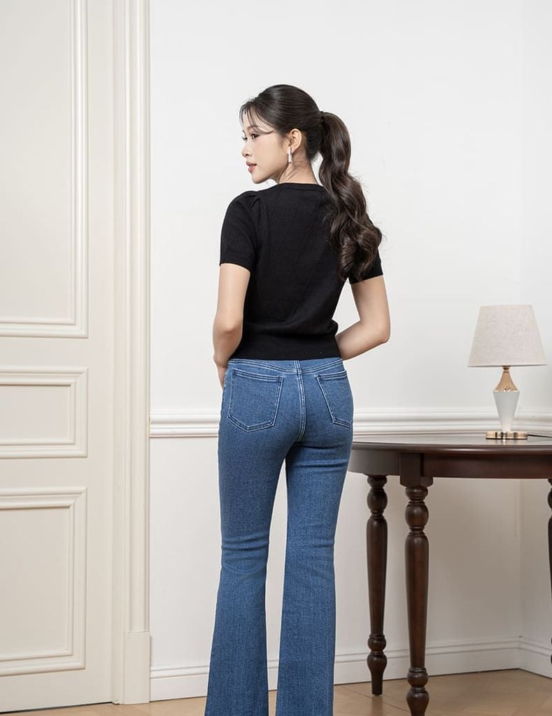 Áo len cổ tròn nữ cộc tay