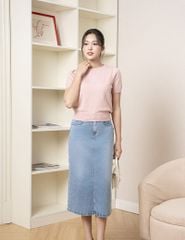 Áo len cổ tròn nữ cộc tay