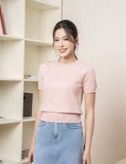 Áo len cổ tròn nữ cộc tay