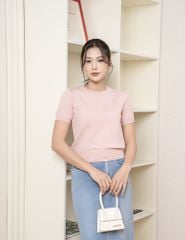 Áo len cổ tròn nữ cộc tay