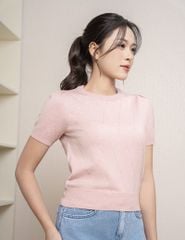 Áo len cổ tròn nữ cộc tay