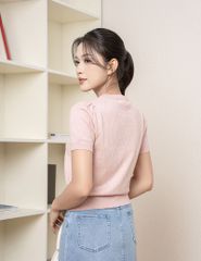 Áo len cổ tròn nữ cộc tay
