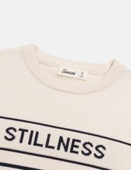 Áo len cổ tròn nữ dệt họa tiết ngang ngực