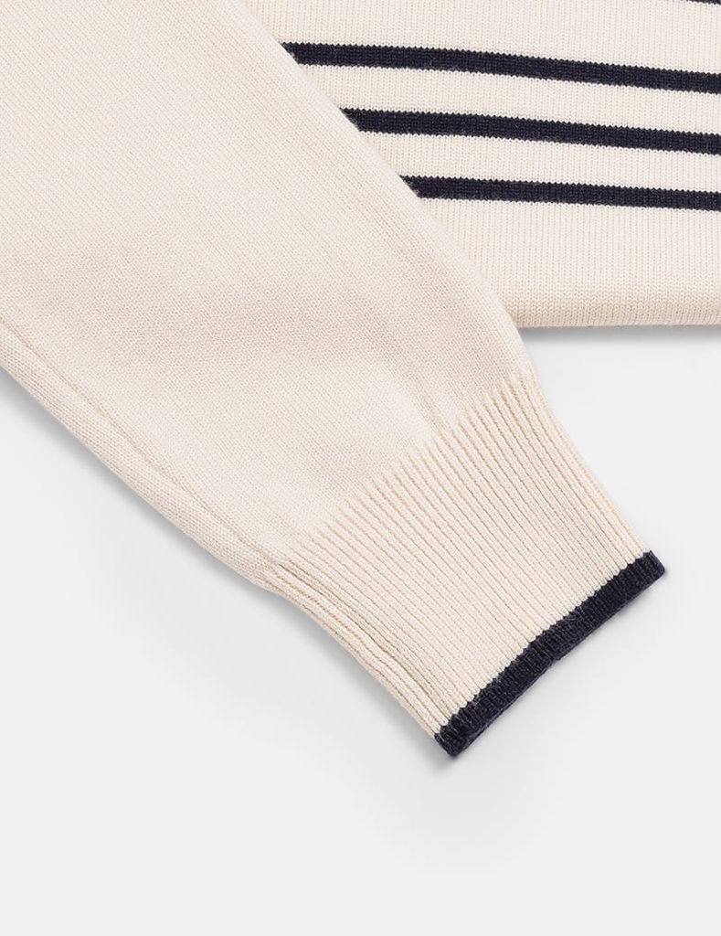 Áo len cổ tròn nữ dệt họa tiết ngang ngực