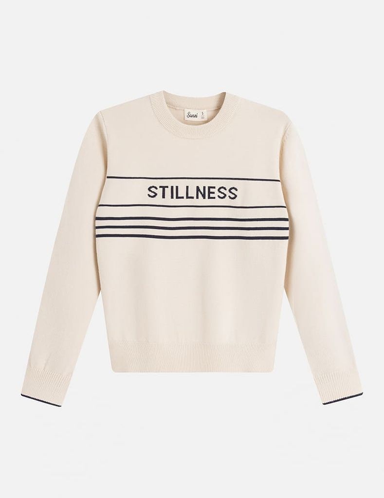 Áo len cổ tròn nữ dệt họa tiết ngang ngực